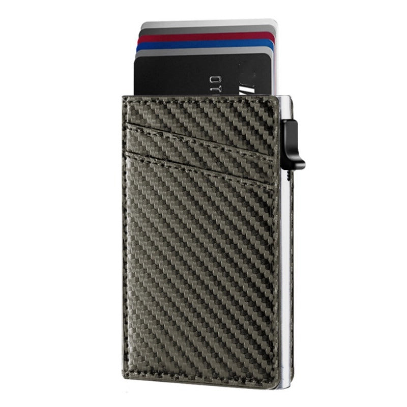 3 Pieces New Carbon Fiber Metal Men’s Wallet Large Capacity Automatic Bullet Card Credit Card Case Leather Aluminum Alloy Card Holder