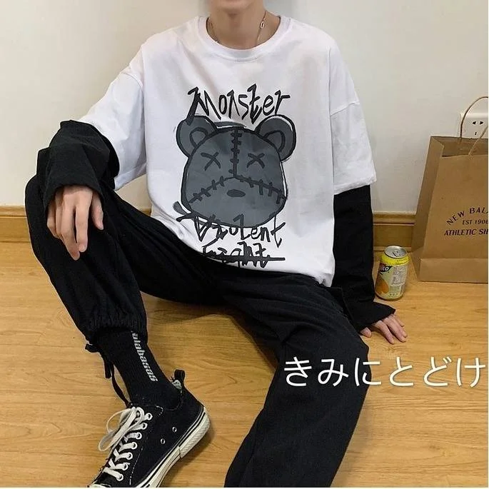 Cool Fashion Korean Streetwear Ladies Autumn Punk Tops Tees Women Printed Long Sleeve T Shirts Casual Hip Hop Clothing