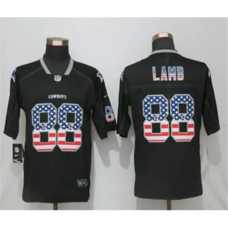 Men's Dallas Cowboys #88 CeeDee Lamb Black USA Flag Color Rush Limited Fashion Stitched Jersey