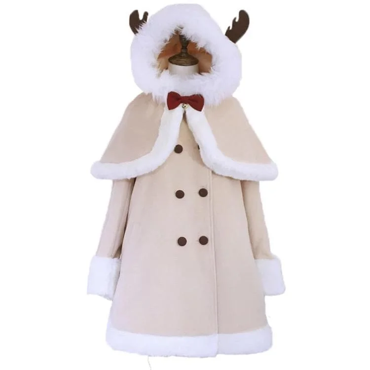 Winter Reindeer Fluffy Cape Coat SP14408