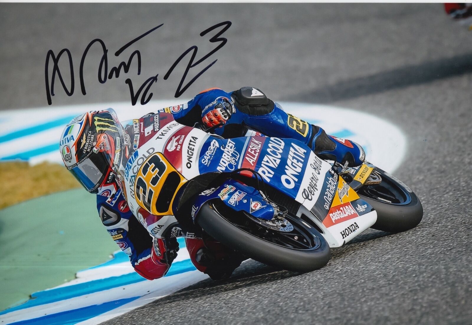 Niccolo Antonelli Hand Signed 12x8 Photo Poster painting Ongetta Honda 2016 Moto3 MOTOGP 8.