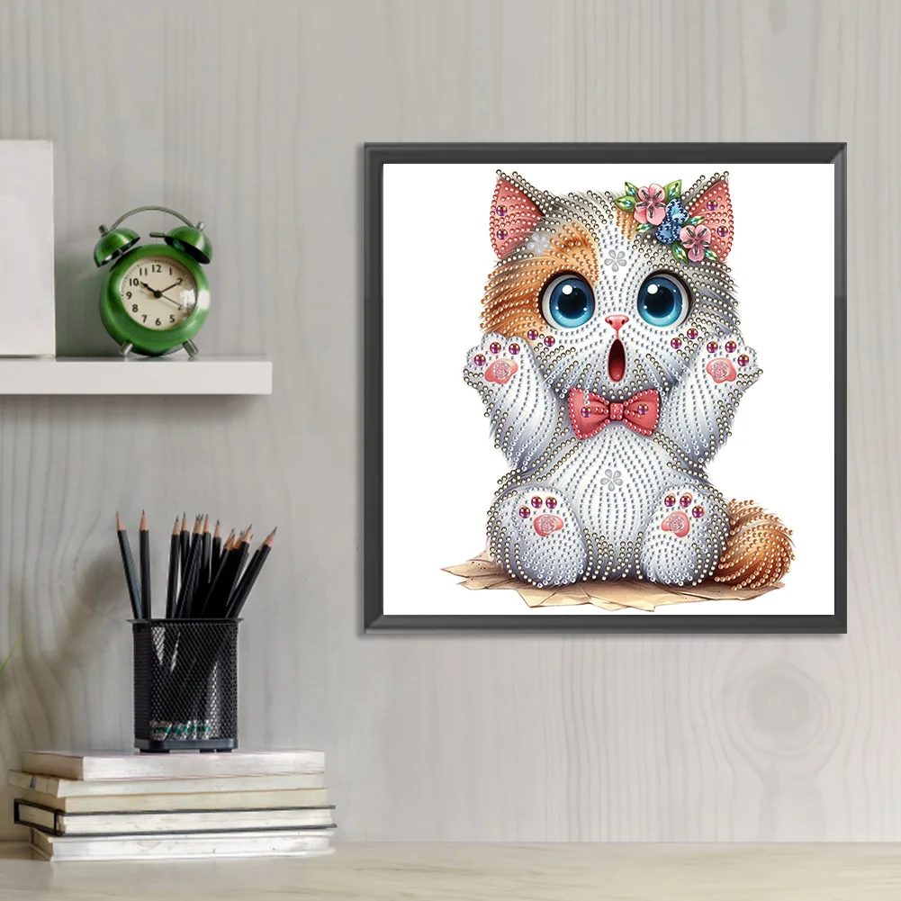 Diamond Painting - Partial Special Shaped Drill - Surprised Kitty(Canvas|30*30cm)