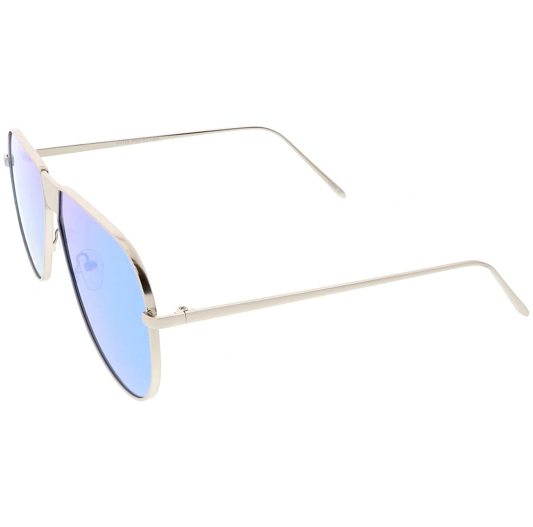 Oversize Metal Aviator glasses With Color Mirror Flat Lens 61mm