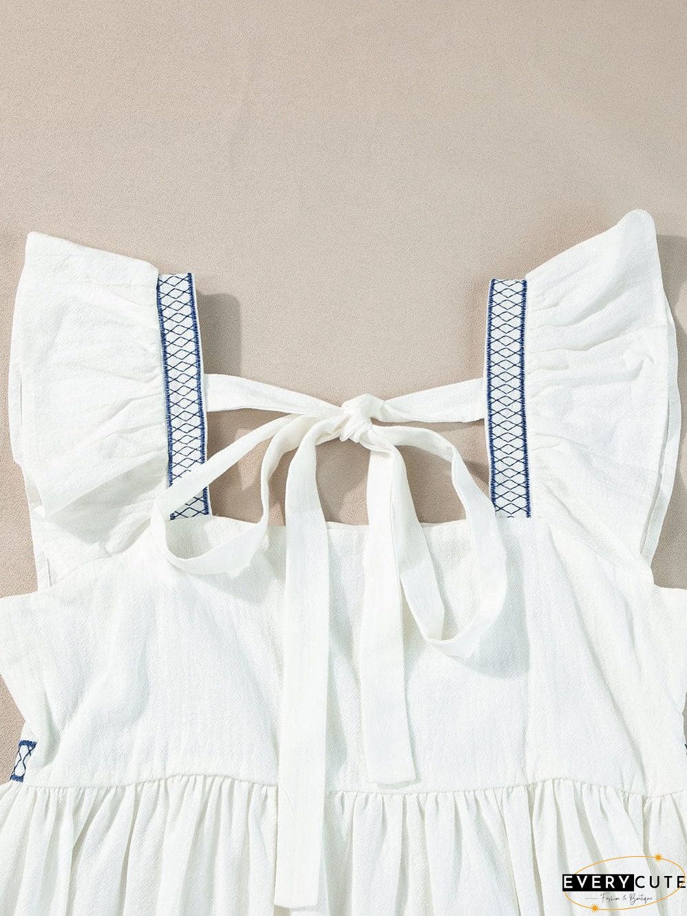 White Summer Peplum Top with Embroidery