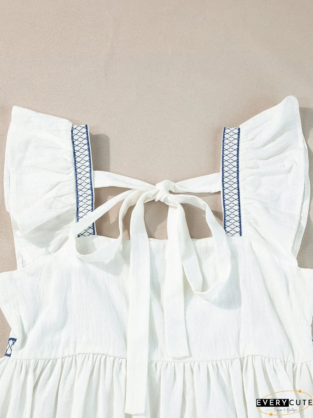 White Summer Peplum Top with Embroidery