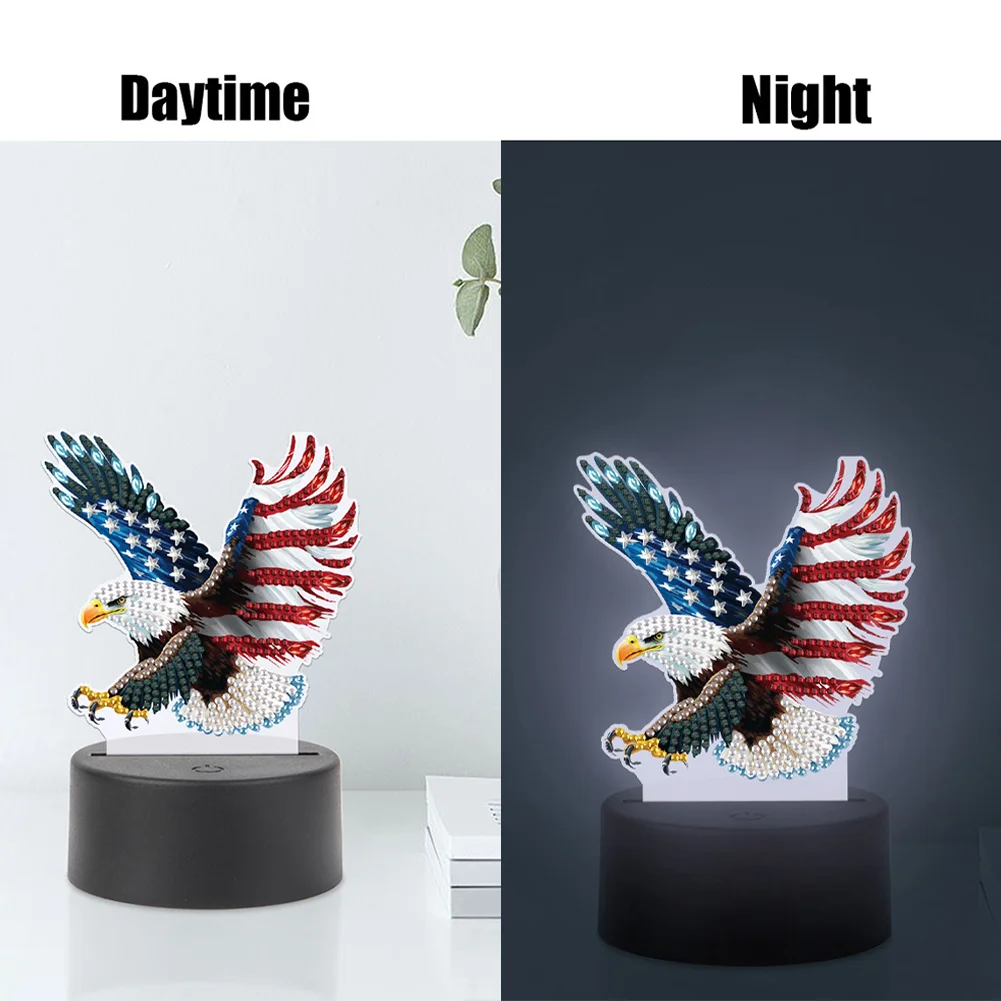 5D DIY US Flag Eagle Diamond Painting Night Light Diamond Painting Lamp