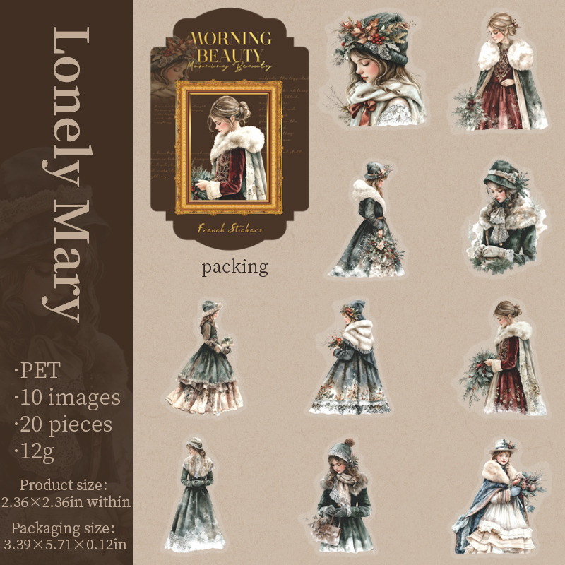 PET Sticker - Morning Beauty Series Vintage Character Flower Landscape 