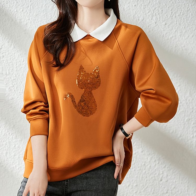 Caramel Cartoon Long Sleeve Casual Sweatshirt QueenFunky