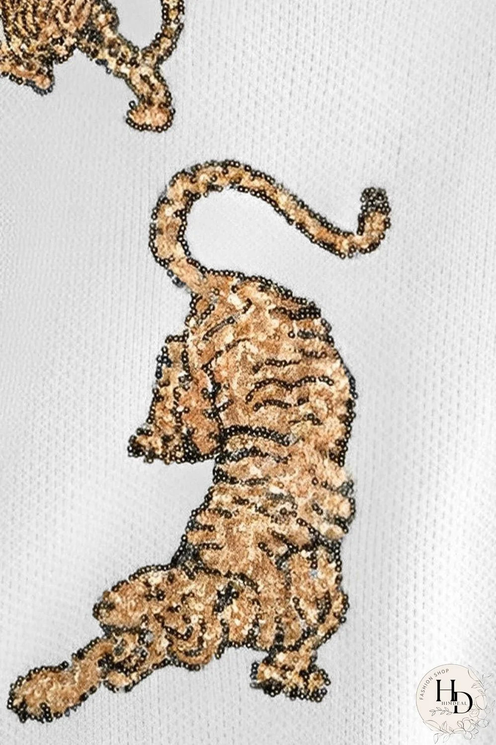 Tiger Print Sequin Knit Top