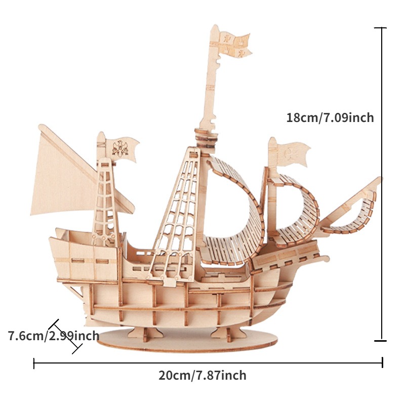 Tegooe 3D Wooden Sailboat Model Kit DIY Assembly Puzzle Craft for Adults Teens