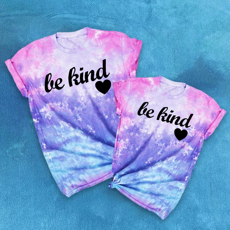 Multicolored tie-dye fashion letter graphic tees