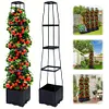4 Tier Planter Stake Tower with Trellis Tomato Cage Self Watering Indoor Outdoor