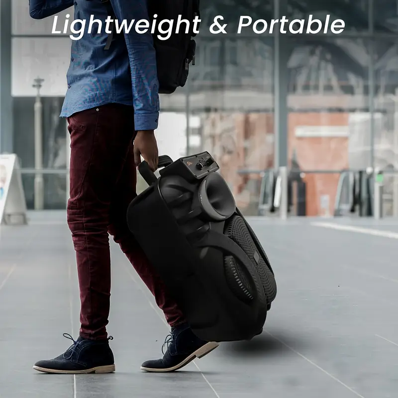 massive 10 bt speaker for outdoor indoor party 2400mah rechargeable portabletv speaker features bt fm usb tf card 2 mic tws pairing wireless mic dynamic colorful led lights camping parties more Product details 0