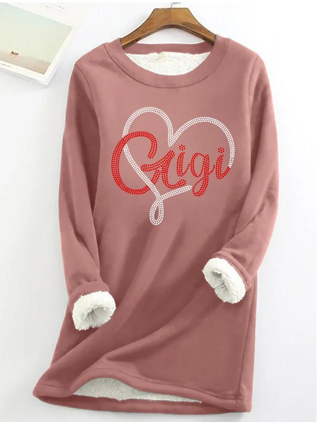 Women's Gigi Heart Crew Neck Warmth Fleece Sweatshirt socialshop