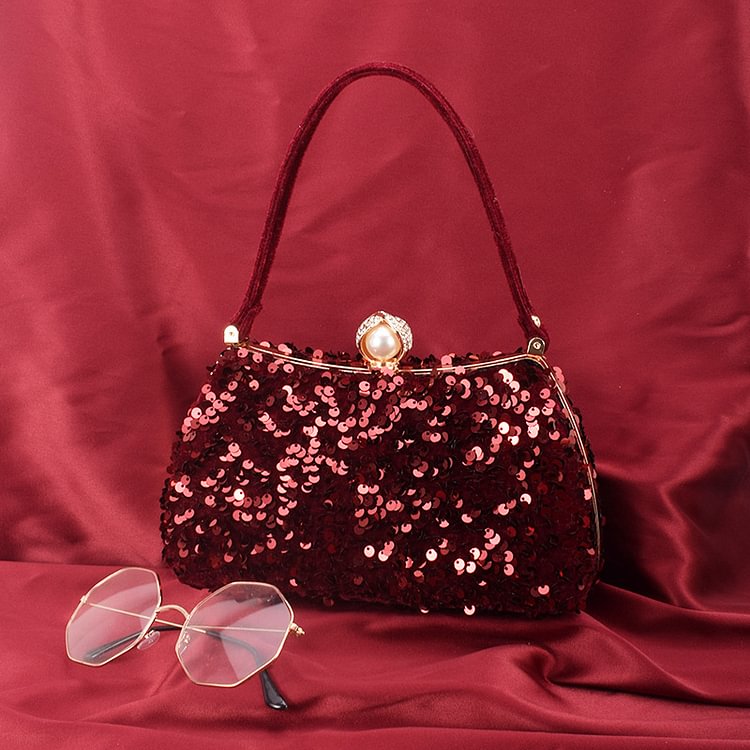 Evening Sequin Solid Handle Bag