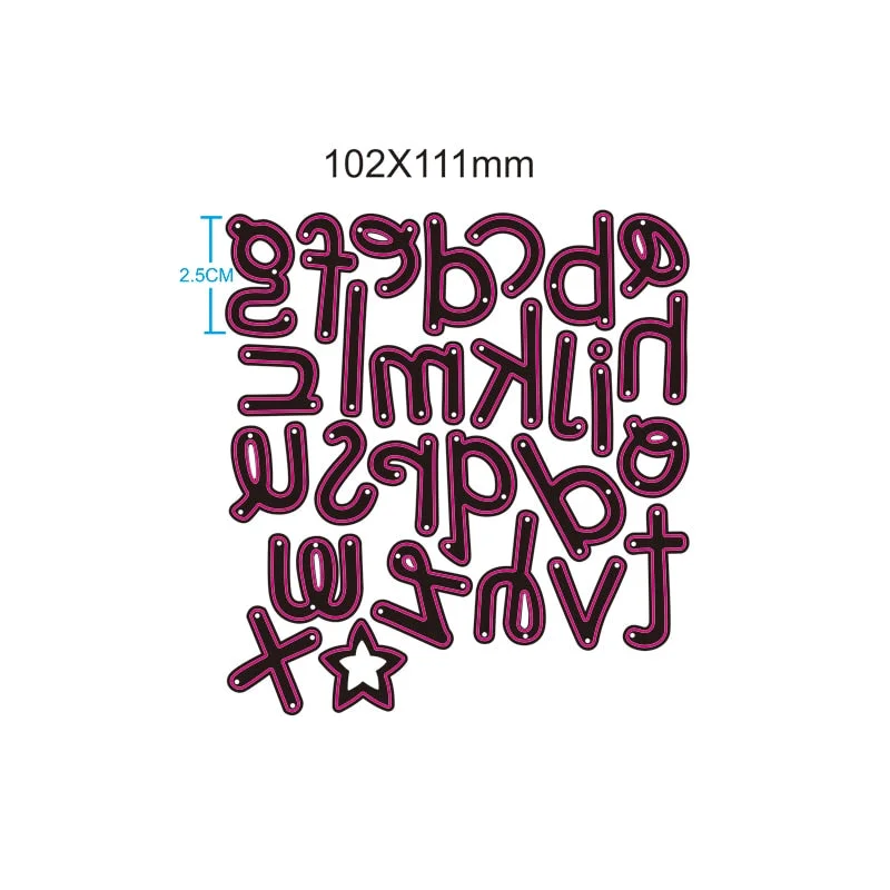 Graffiti Lowercase 26 alphabet combination cutting metal die decoration for scrapbook punching card cutting DIY process edge