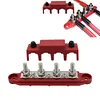 4 Post Power Distribution Block Bus Bar High Current Wiring Stud (M8 Red)