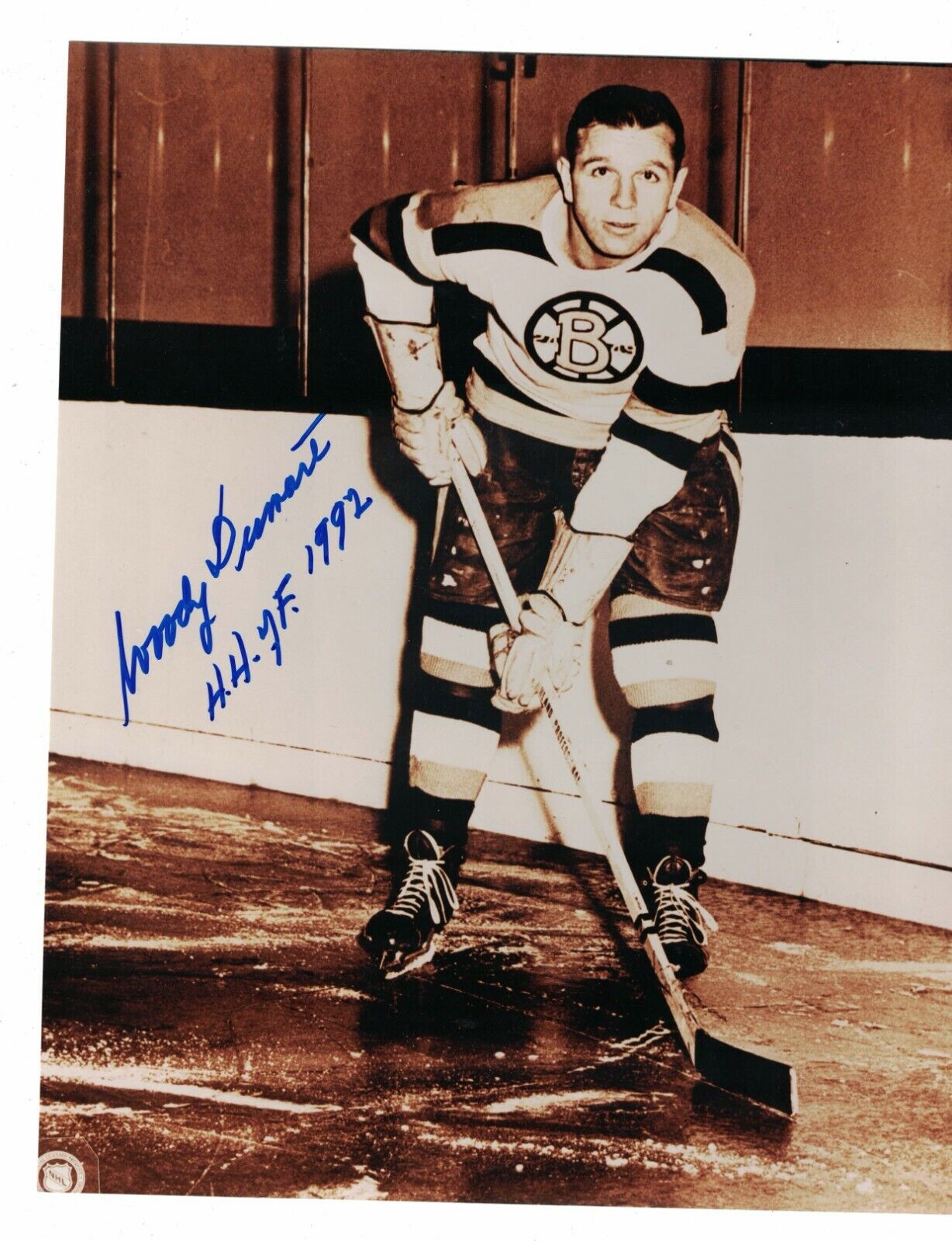 Woody Dumart Boston Bruins Signed 8 x 10