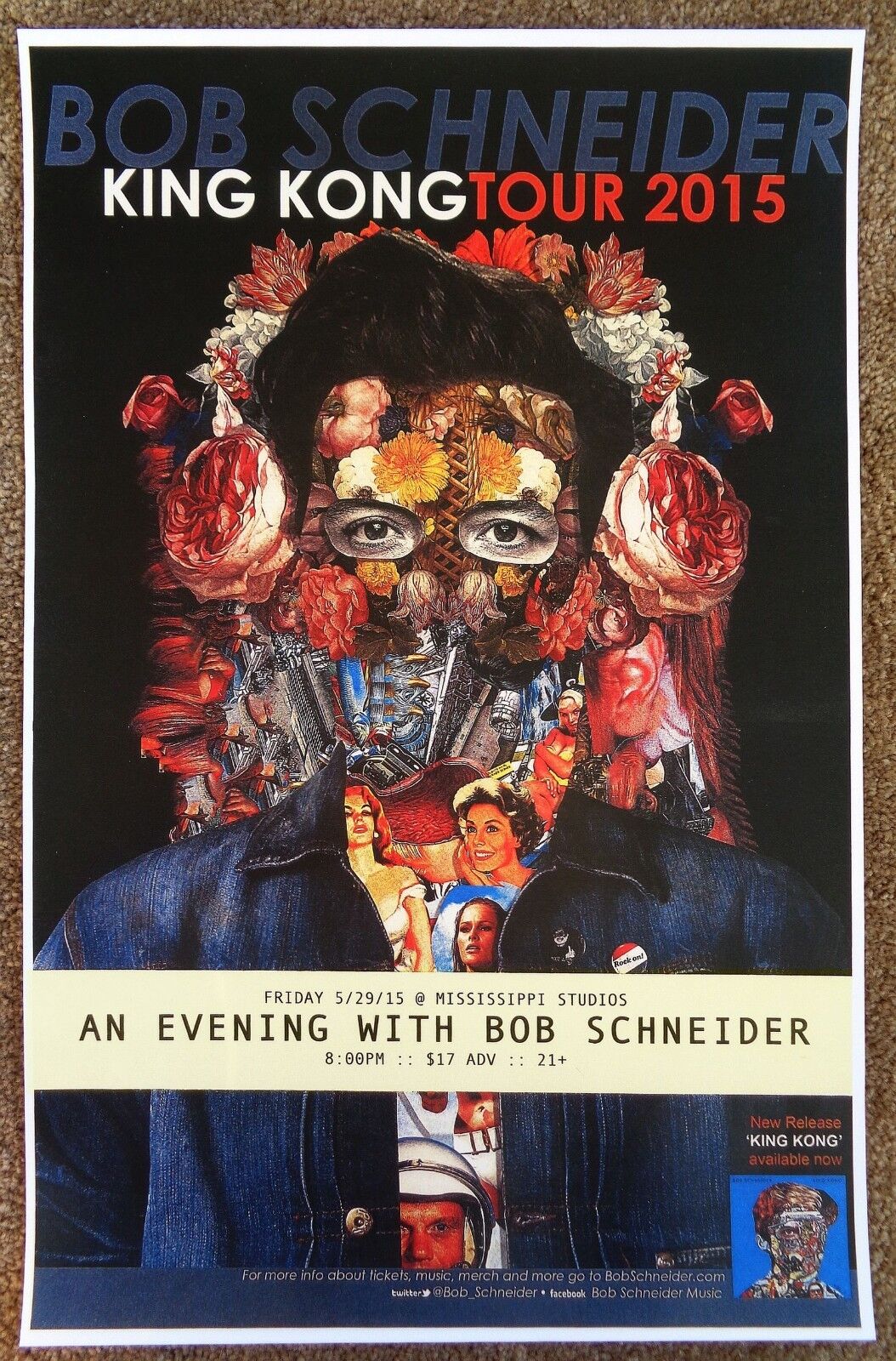 BOB SCHNEIDER 2015 Gig POSTER Portland Oregon Concert