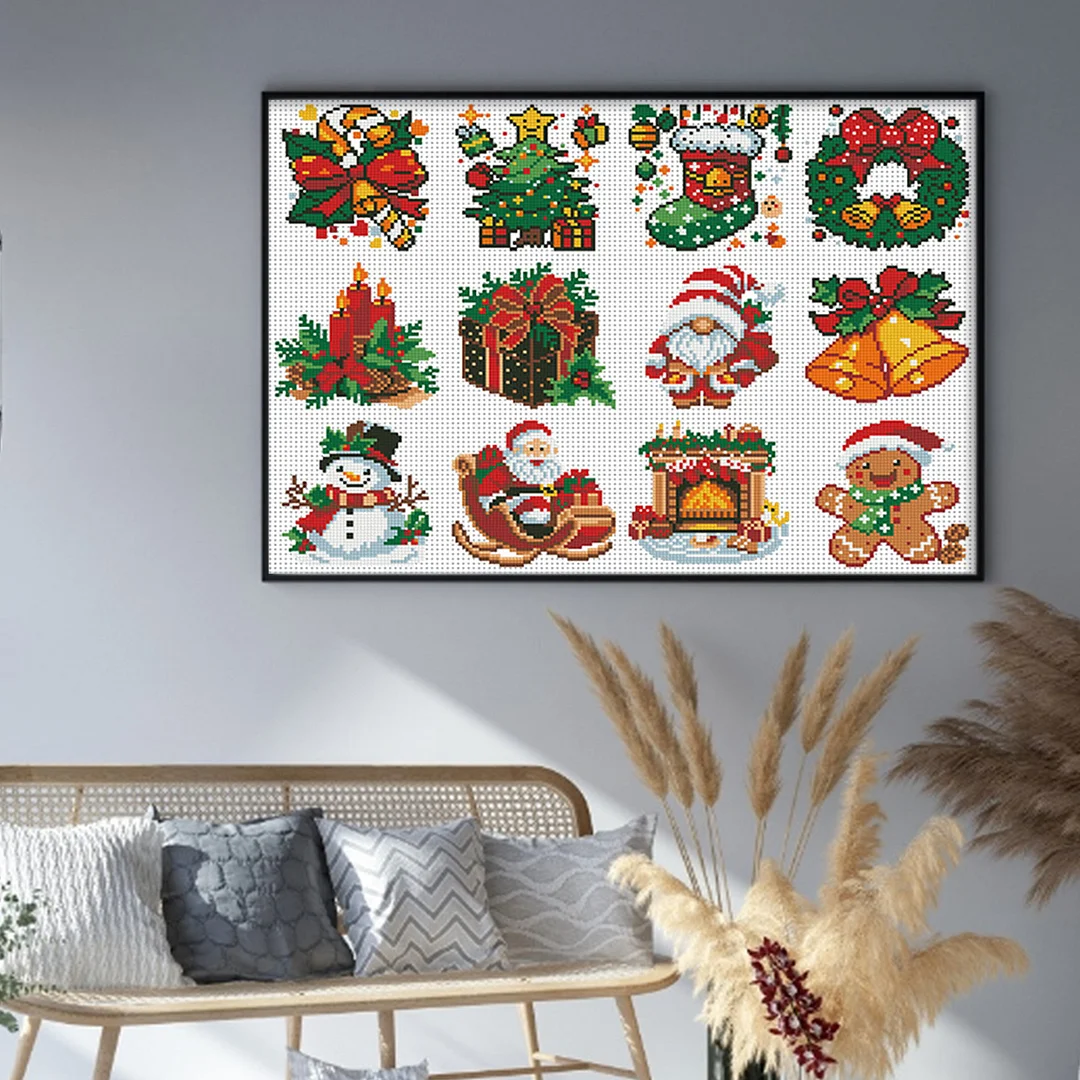 Christmas 12 Elements Partial 11CT DIY Stamped Cross Stitch Kits Gift 36x52cm