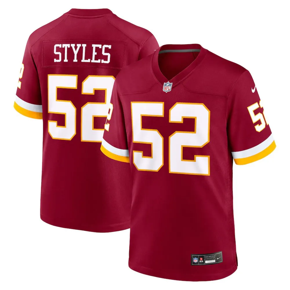 Men's Washington Commanders #52 Sonny Styles Burgundy 2026 NFL Draft Game Jersey