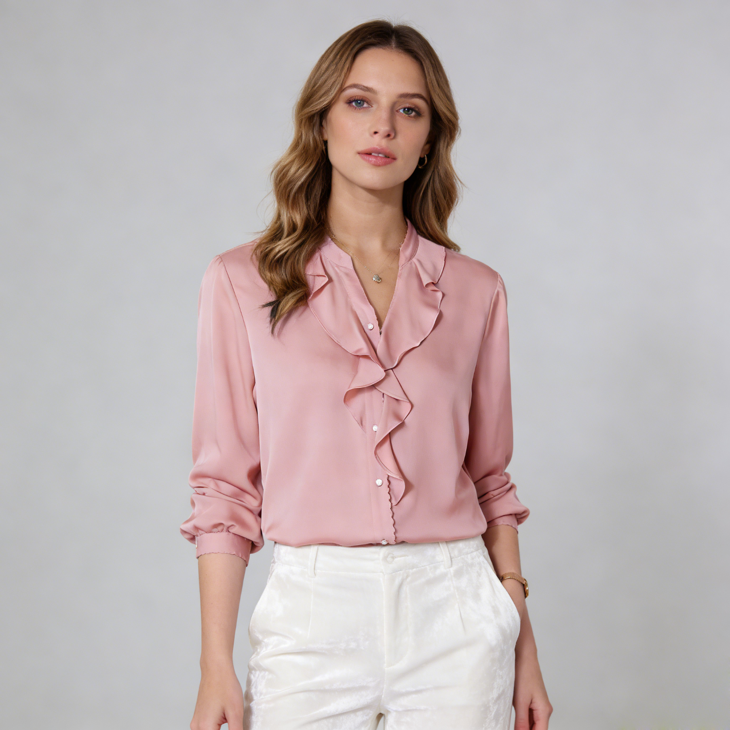 Silk Shirt for Women with Lace Collar REAL SILK LIFE