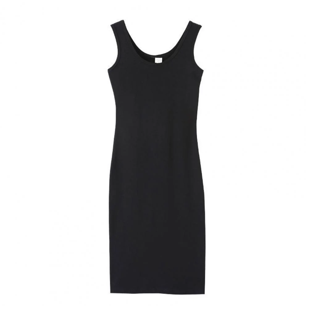 Vest Long Suspender Large Dress For Women O-neck Sleeveless Elastic Vest Dress Summer Solid Color Bodycon Dress Streetwear