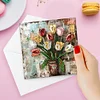 (US Local)6Pcs Retro Tulip DIY Diamond Painting Greeting Card 5D Drill Painting Card Kit