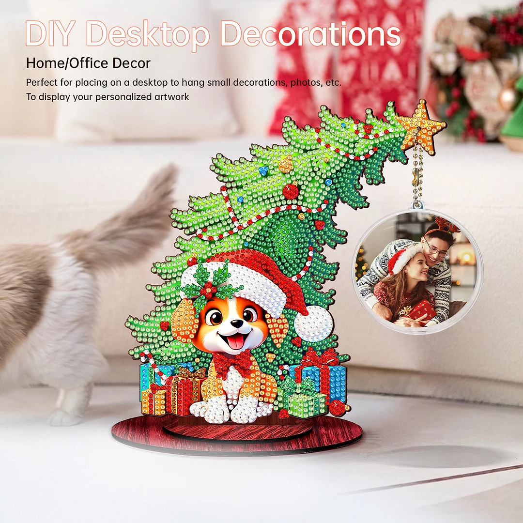 Photo Christmas Tree 5D DIY Diamond Art Tabletop Wood Decorations Ornament Kits