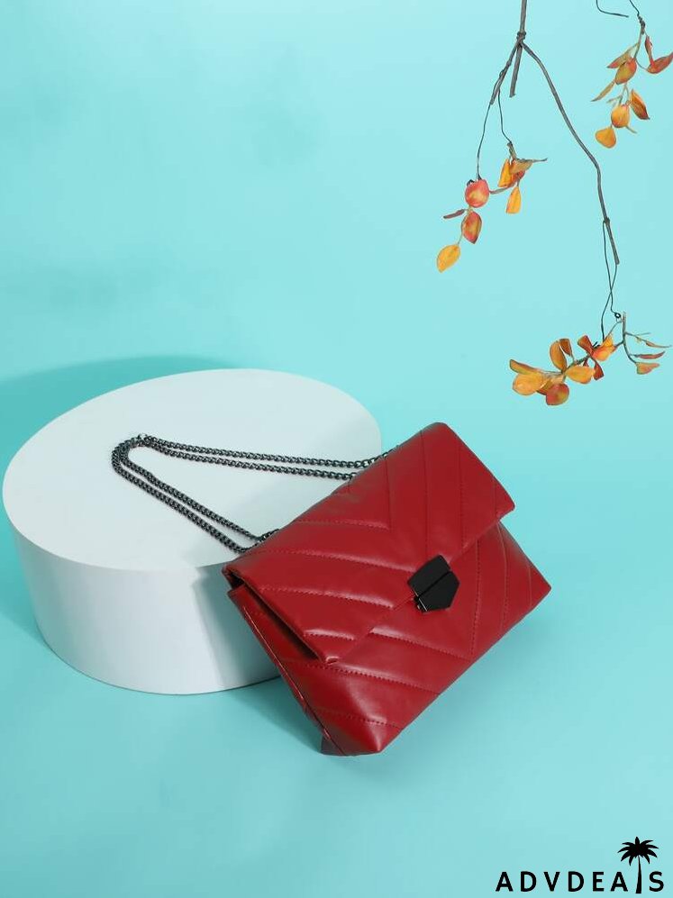 Chevron Flap Shoulder Bag