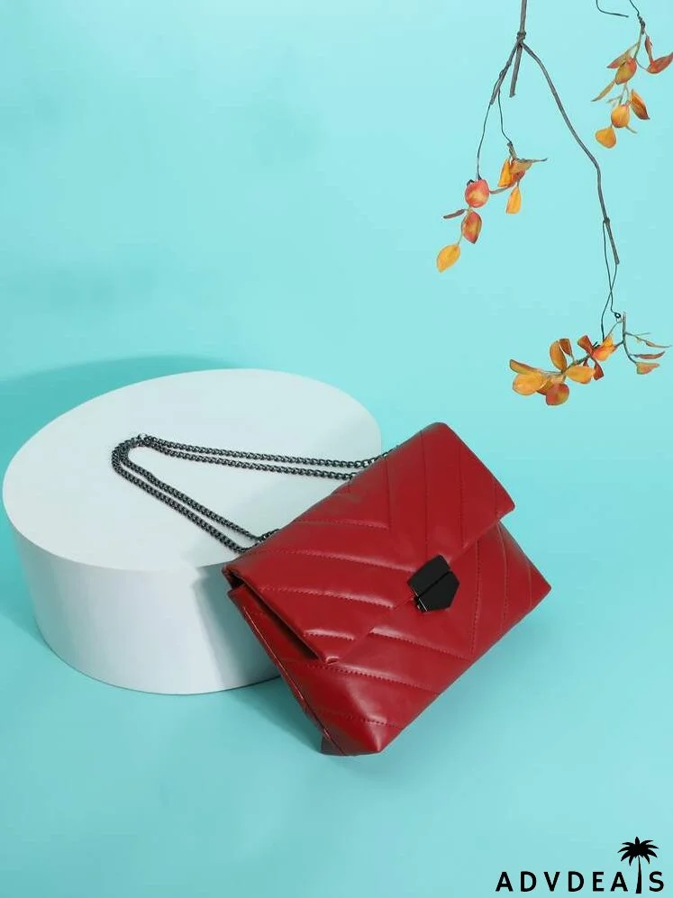 Chevron Flap Shoulder Bag