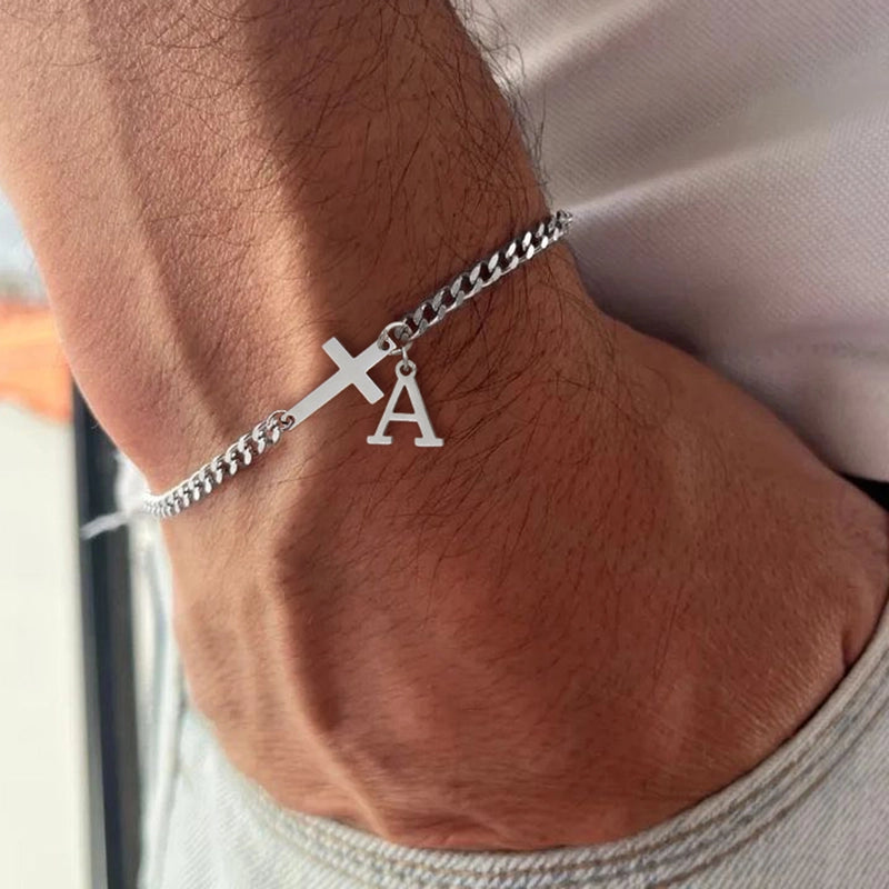 Casual Minimalist Classic Style Cross Letter 201 Stainless Steel 304 Stainless Steel Men's Bracelets Men Chain Bracelets