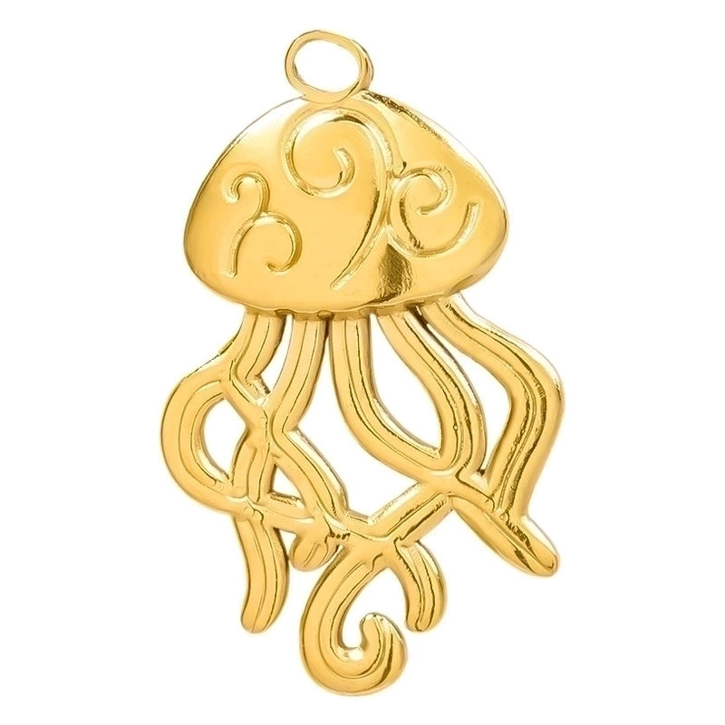 1 Piece 20 * 33mm Hole 2~2.9mm 304 Stainless Steel 18K Gold Plated Jellyfish Polished Pendant