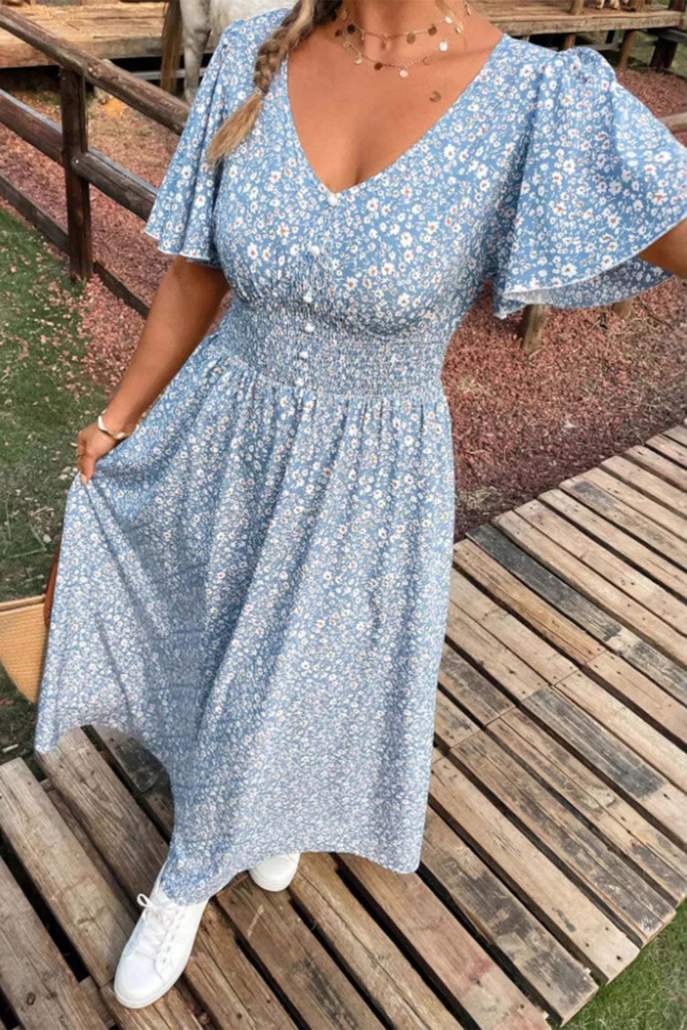 white christmas dresses Light Blue Tulle Cottagecore Prom Dress – alinanova main image 1