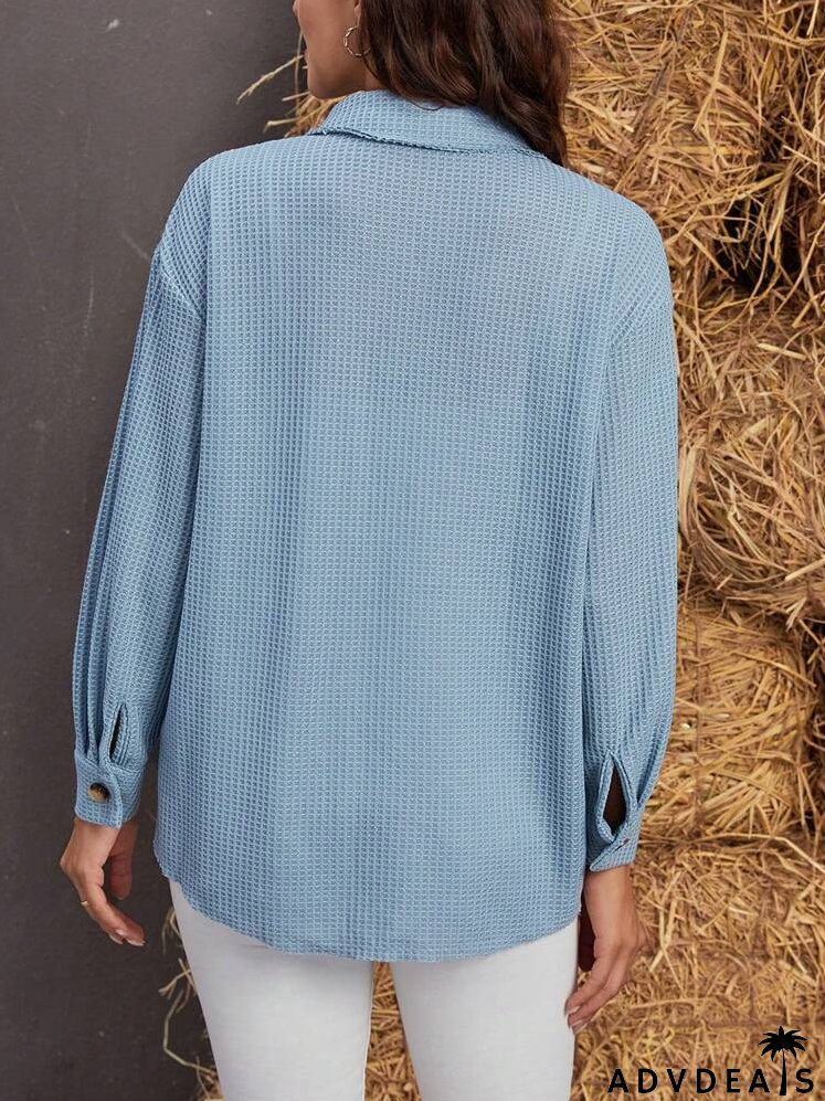 Flap Pocket Drop Shoulder Button Front Coat