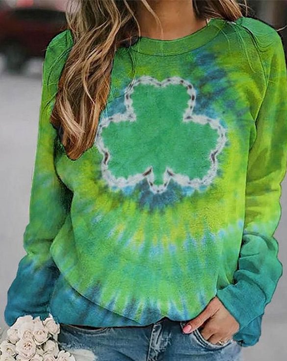 St Patrick\'s Day Green Lucky Clover-print Sweatshirt