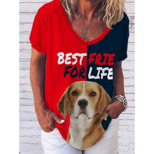 Best Friend for Life V-neck Women's Casual Short Sleeve T-shirt S-5XL