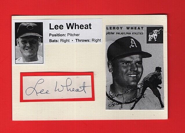 1954 LEE WHEAT-PHILADELPHIA A'S AUTOGRAPHED CUT W/ Photo Poster painting-(d.2008)