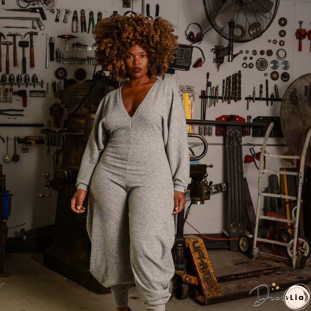 Women Ribbed Solid Patchwork Jumpsuit