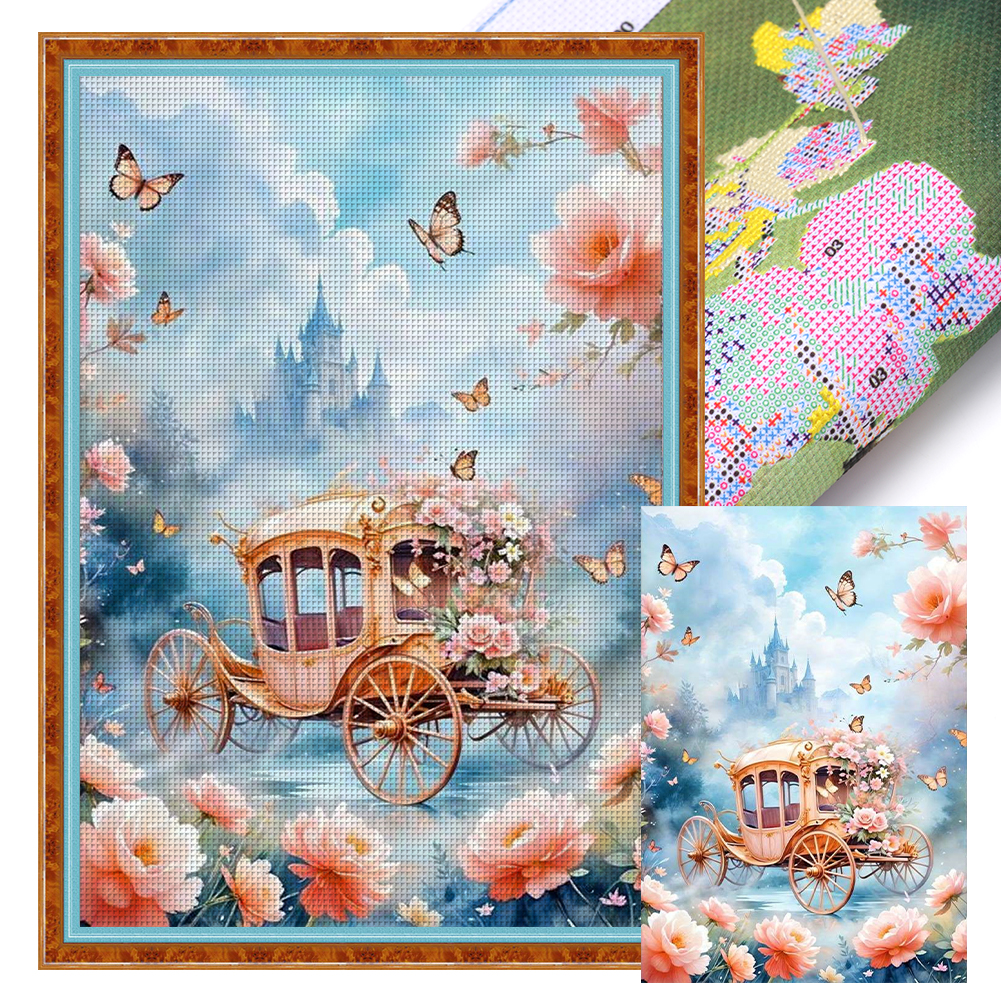 Flower Carriage Full 11CT Pre-stamped Canvas(40*60cm) Cross Stitch