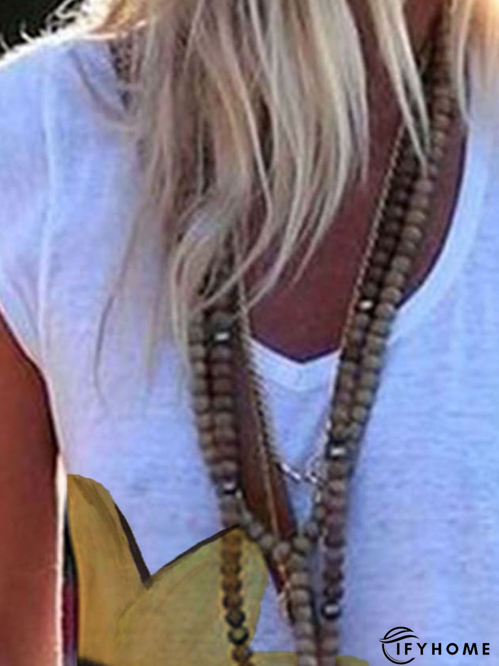 White Casual Sleeveless T-shirt | IFYHOME