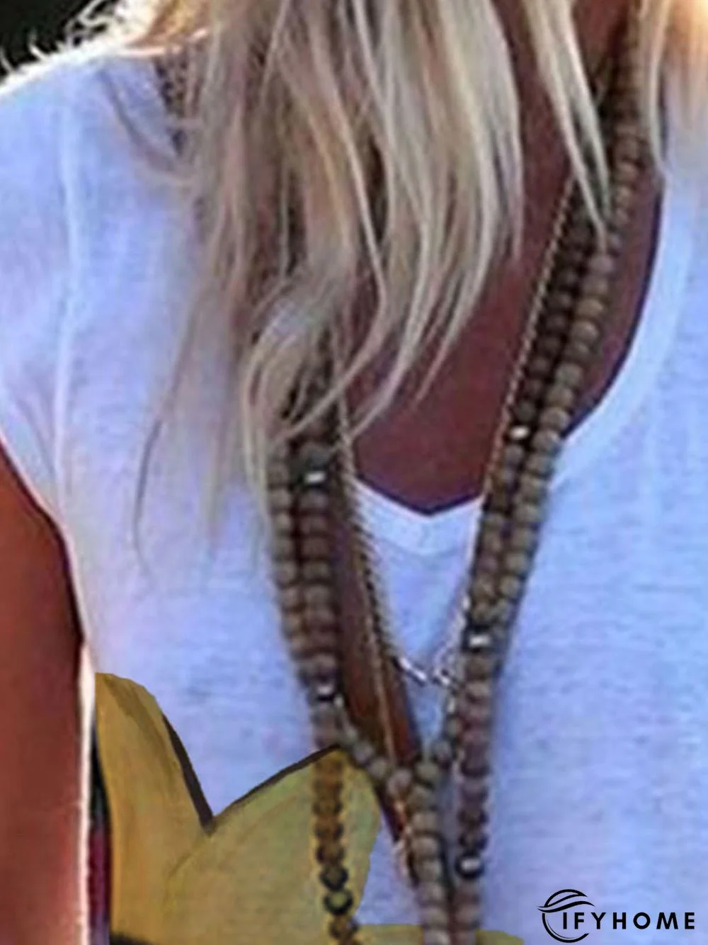 White Casual Sleeveless T-shirt | IFYHOME