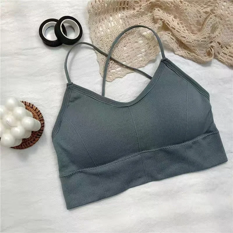 Sexy Tank Top Corset Beauty Back Vest Crop Tee Padded Cross Straps Camisole Feminino топ Cami Soutien Gorge нижнее белье женское