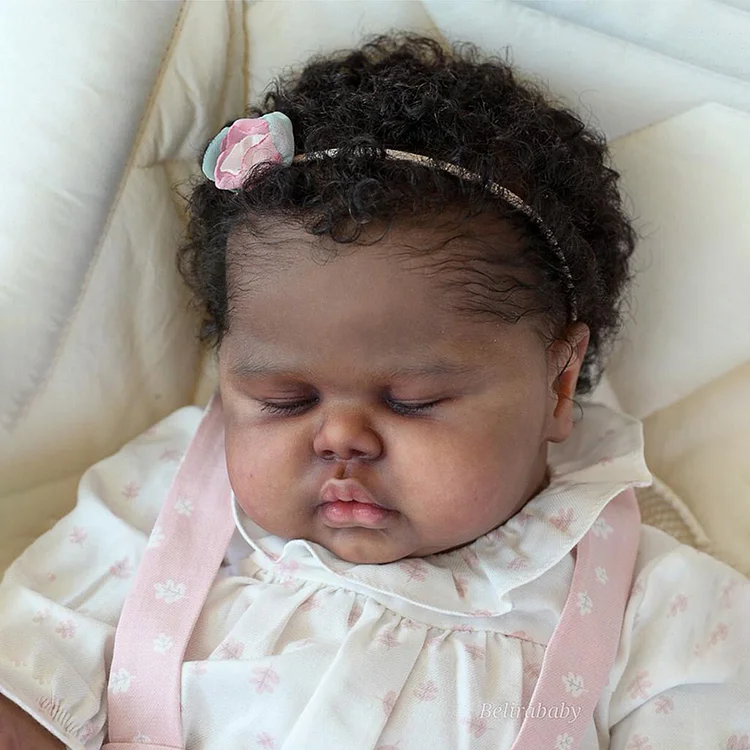 [New Series!] 20" Lifelike African American Handmade Hand Rooted Curly Black Hair Reborn Girl Doll Demily