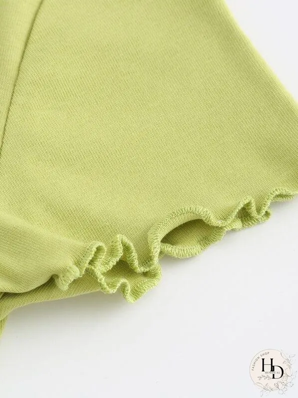 Angel Print Lettuce Trim Tee