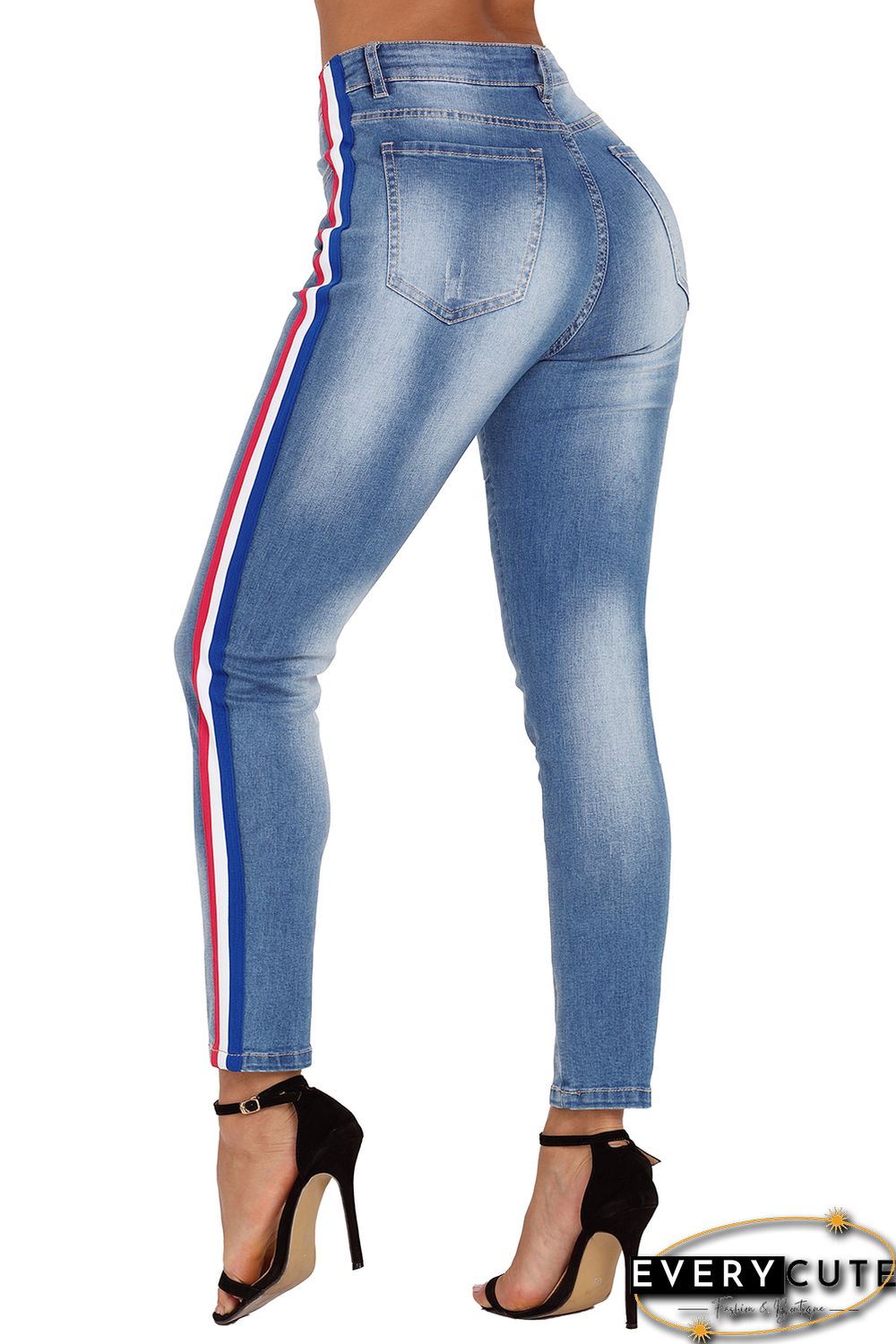 Rainbow Racer Striped Blue Skinny Jeans