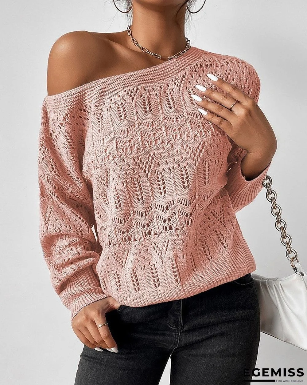 Hollowout One Shoulder Knit Sweater | EGEMISS