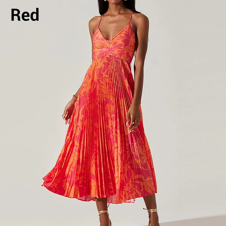 Women's Fashion V-Neck Sleeveless Printed Dresses