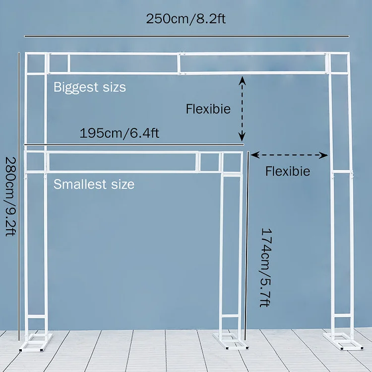 Angela Flower White Retractable Adjustable Shelf Wedding Stage Background Flower Stand A8083