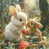 Two Rabbits-11CT Stamped Cross Stitch 40*40cm/15.75*15.75in tapestrymarket